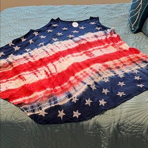 Patriotic Tie-Dye Sleeveless Women’s Dress - Red, White & Blue